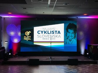 Prenájom led obrazovky vo vysokom rozlíšení na Zlatý pedál alebo najlepší slovenskí cyklisti za rok 2017.